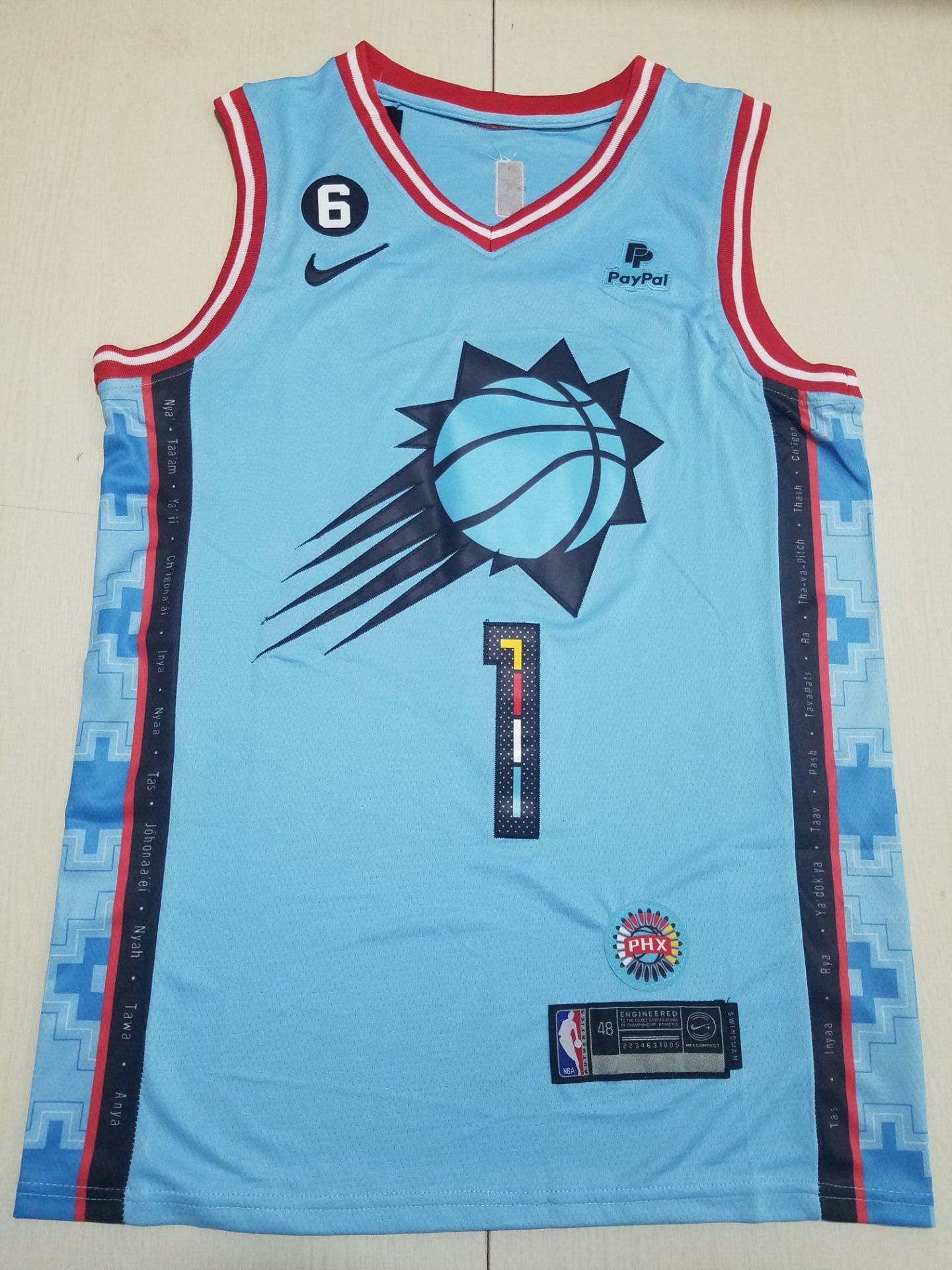 Men Phoenix Suns 1 Booker Light Blue Nike City Edition 2022 NBA Jersey